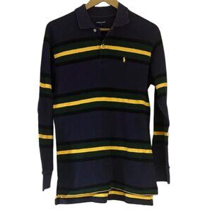 Ralph Lauren Men's Long Sleeve Rugby Polo with Yellow and Green Stripes